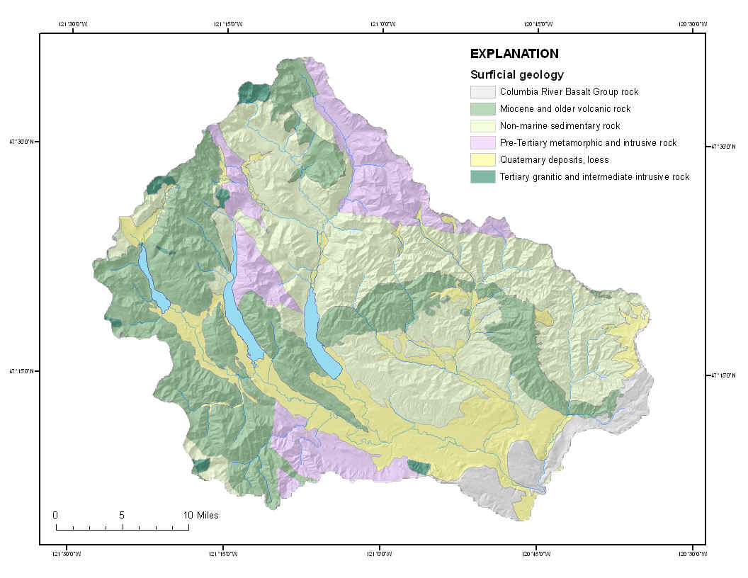 Simplified surficial geology of western Kittitas County study area, Washington